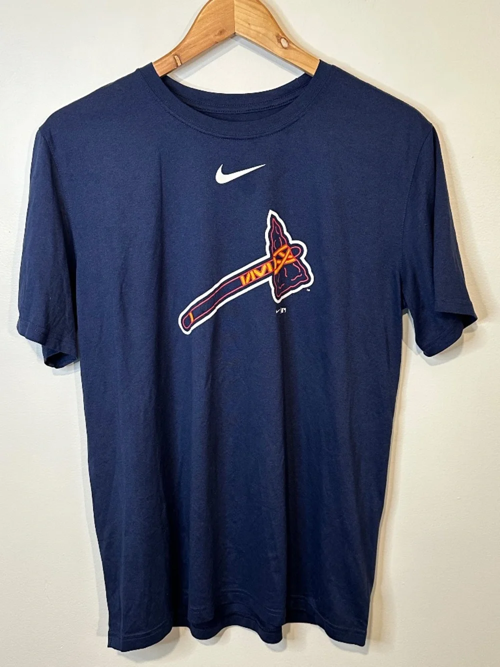 Atlanta Braves Legend Logo Nike DriFit Tee Shirt Navy Size L